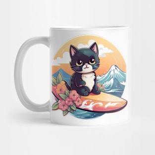 Tuxedo Kitten Surfs Mug